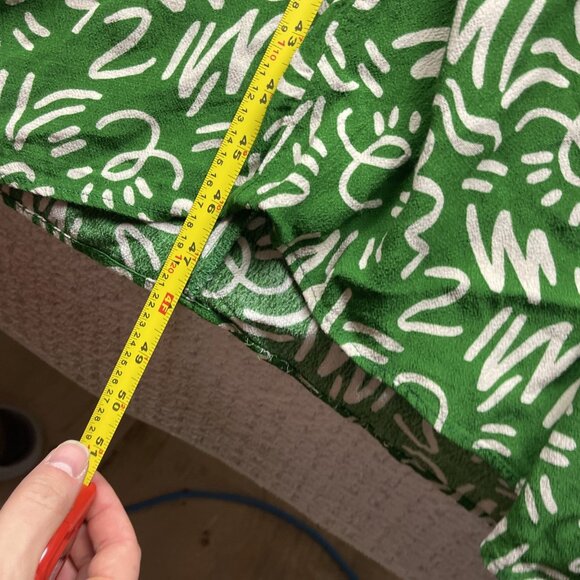 Zara Dress Womens Size L The Elora Green and White Printed Midi Button Up Boho - Picture 8 of 11
